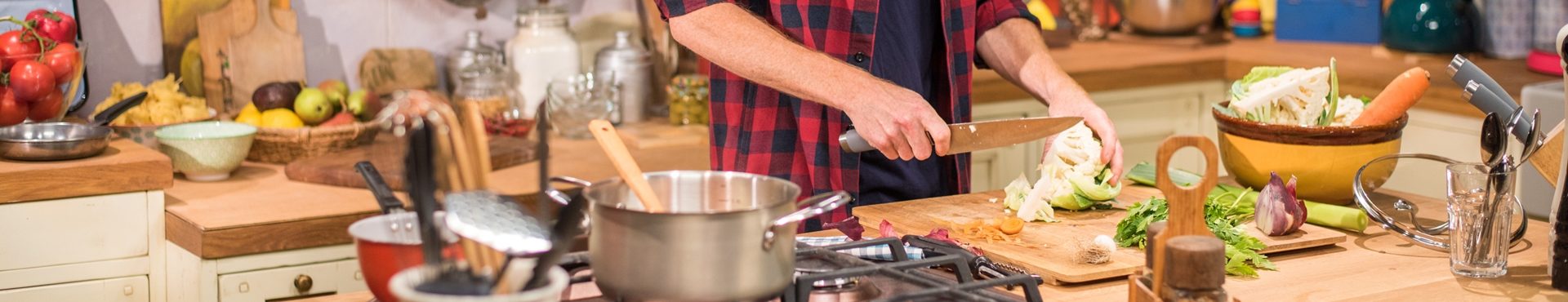 Image showing hands of man cooking food during a virtual cookery event